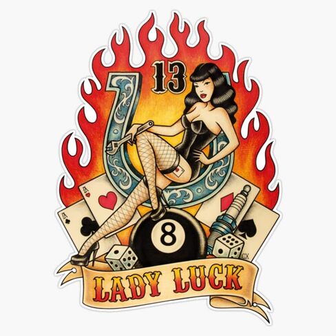 Lady Luck Tattoo Sticker Pumper Sticker Vinyl Secal 5 in Kuwait