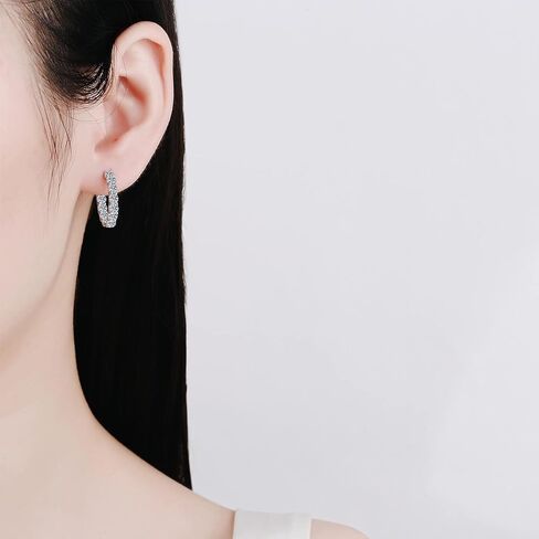 18K Gold over S925 Sterling Silver Diamond Hoop Earrings for Women, 2.6cttw D Color Round Cut, Huggie Earring Thoughtful Gift for Women on Christmas in Saudi Arabia