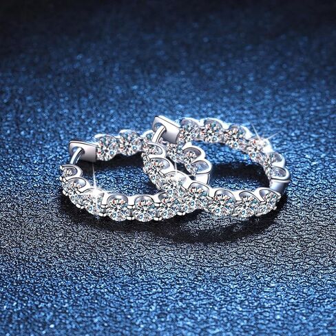 18K Gold over S925 Sterling Silver Diamond Hoop Earrings for Women, 2.6cttw D Color Round Cut, Huggie Earring Thoughtful Gift for Women on Christmas in Saudi Arabia