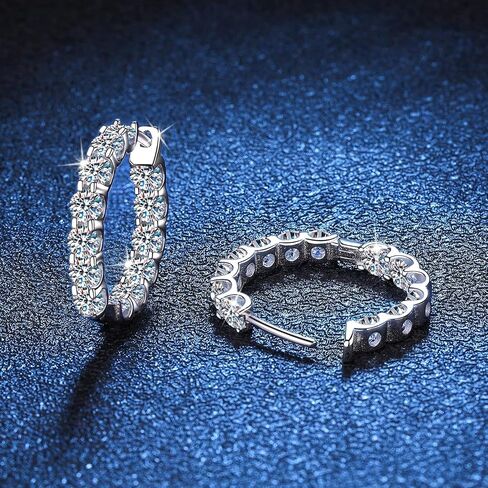 18K Gold over S925 Sterling Silver Diamond Hoop Earrings for Women, 2.6cttw D Color Round Cut, Huggie Earring Thoughtful Gift for Women on Christmas in Saudi Arabia