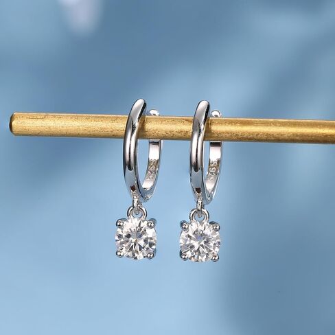 S925 Sterling Silver 0.5ct Diamond Drop Earrings,D Color VVS1 Hoop Earring for Women,Stunning Gift for Wife on Valentine's Day in Saudi Arabia