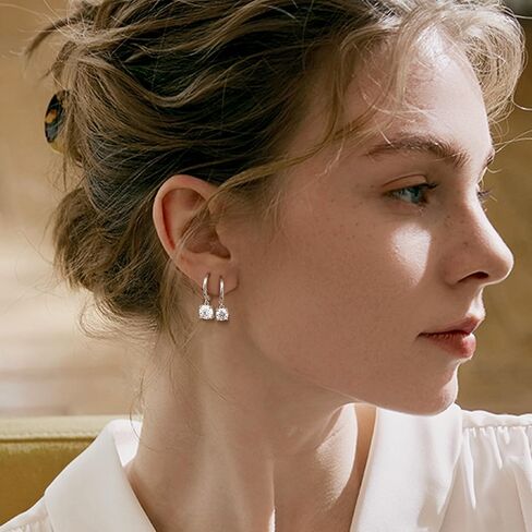 S925 Sterling Silver 0.5ct Diamond Drop Earrings,D Color VVS1 Hoop Earring for Women,Stunning Gift for Wife on Valentine's Day in Saudi Arabia