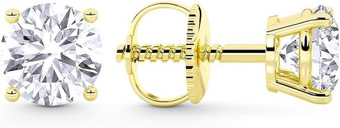 IGI Certified (F / VS2) or Non-Certified (G/VS) Lab Grown Diamond Round 4-Prong Basket Solitaire Stud Earrings in 14k Gold in Kuwait