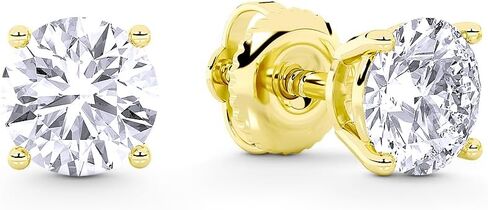 IGI Certified (F / VS2) or Non-Certified (G/VS) Lab Grown Diamond Round 4-Prong Basket Solitaire Stud Earrings in 14k Gold in Kuwait