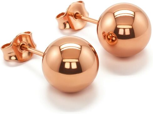 14K Gold Ball Stud Earrings for Women by GOLDMANIA – Yellow, White or Rose Gold – Made in USA – Hypoallergenic – Push Back – 3mm to 10mm in Saudi Arabia