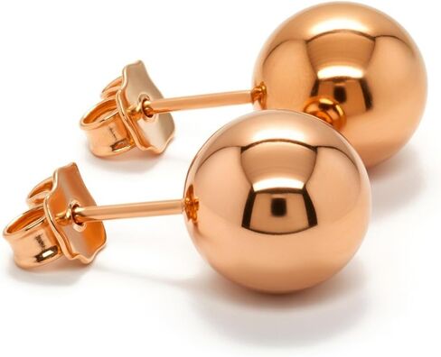 14K Gold Ball Stud Earrings for Women by GOLDMANIA – Yellow, White or Rose Gold – Made in USA – Hypoallergenic – Push Back – 3mm to 10mm in Saudi Arabia