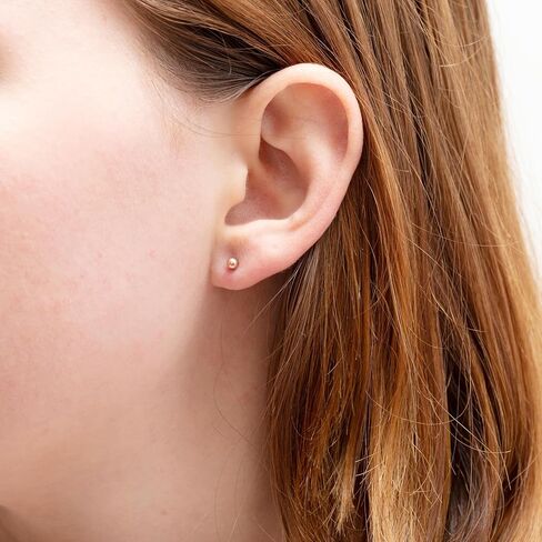 14K Gold Ball Stud Earrings for Women by GOLDMANIA – Yellow, White or Rose Gold – Made in USA – Hypoallergenic – Push Back – 3mm to 10mm in Saudi Arabia