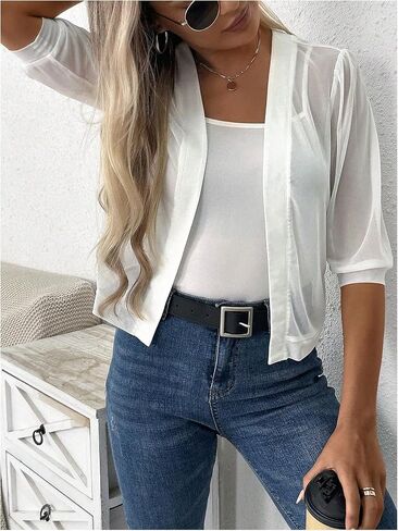 GORGLITTER Women's Sheer Mesh Dress Cardigan Half Sleeve Open Front Shrugs Bolero Lightweight Cardigans 2024 in Kuwait