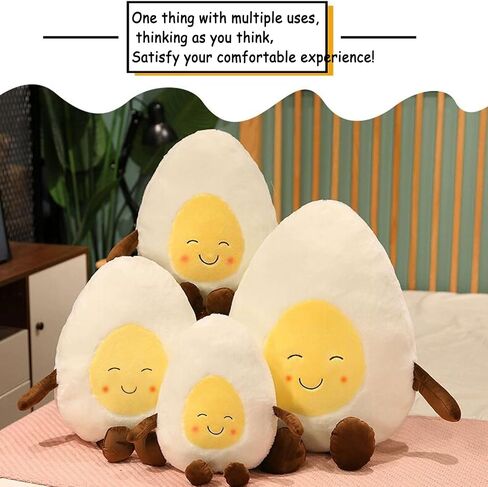 Smiling Poached Eggs Plush Toy Pillow - Super Soft Pillow, Cure Series Stuffed Eggs Plush Doll, Cute Food Themed Birthday Gift (white-15in) in Saudi Arabia