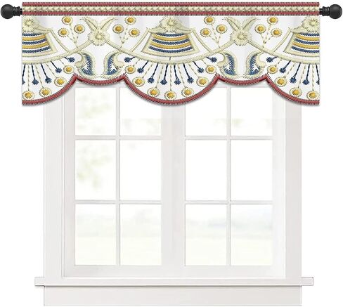 Window Valance Curtains, Retro Rustic Rod Pocket Window Top Decor Light-Filtering Farmhouse Short Curtain for Kitchen, Living Room, Bedroom, Office, 54" W x 18" L, Brown in Kuwait
