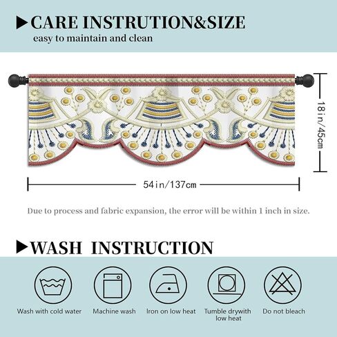 Window Valance Curtains, Retro Rustic Rod Pocket Window Top Decor Light-Filtering Farmhouse Short Curtain for Kitchen, Living Room, Bedroom, Office, 54" W x 18" L, Brown in Kuwait
