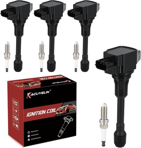 UF549 Ignition Coil Pack و Double Iridium Spark Plugs مجموعة من 4 متوافقة مع Nissan Altima Cube Sentra Versa NV200 Infiniti FX50 Q70 QX60 2005-2020 2.5 1.8 1.6 2.0 L4 استبدال#C1696 9029 in Saudi Arabia