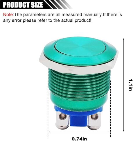 19mm 3/4" Momentary Push Button Switch, 250V AC 5A 1NO SPST High Round Screw Terminal, Waterproof Metal Shell Self-Resetting/Momentary Switch (Red) in Saudi Arabia