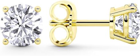 IGI Certified (F / VS2) or Non-Certified (G/VS) Lab Grown Diamond Round 4-Prong Basket Solitaire Stud Earrings in 14k Gold in Kuwait