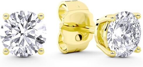 IGI Certified (F / VS2) or Non-Certified (G/VS) Lab Grown Diamond Round 4-Prong Basket Solitaire Stud Earrings in 14k Gold in Kuwait