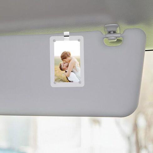 Car Photo Visor Clip Car Picture Holder Acrylic Magnetic Visor Photo Frame Personalized Display To Add Your Own Pictures Vertical Horizontal 2.4 X 3.5 In For Adding Family Or Personal Photos in Saudi Arabia