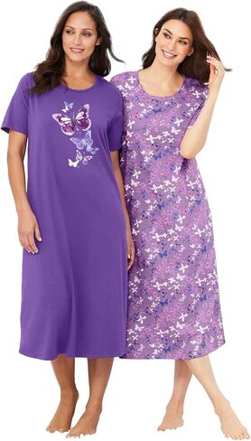 Dreams & Co. Plus Size 2-Pack Long Sleepshirts in Saudi Arabia
