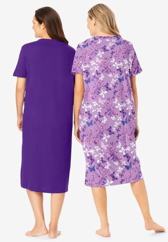 Dreams & Co. Plus Size 2-Pack Long Sleepshirts in Saudi Arabia