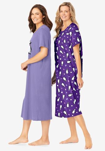 Dreams & Co. Plus Size 2-Pack Long Sleepshirts in Saudi Arabia