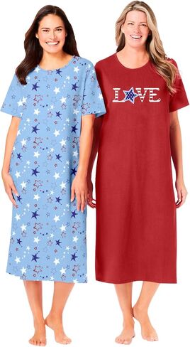 Dreams & Co. Plus Size 2-Pack Long Sleepshirts in Saudi Arabia