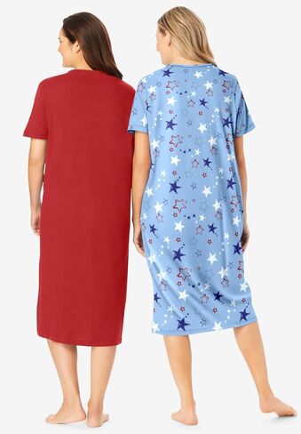Dreams & Co. Plus Size 2-Pack Long Sleepshirts in Saudi Arabia