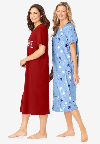 Dreams & Co. Plus Size 2-Pack Long Sleepshirts in Saudi Arabia