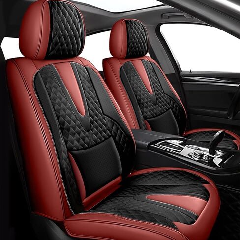 Foneso Car Seat Covers for Truck Chevy Chevrolet Silverado GMC Sierra Leather Protectors for Pickup 2007-2025 1500 2500HD 3500HD Trail Boss Z71 Crew Double Extended Cab (Red, Full Set) in Saudi Arabia