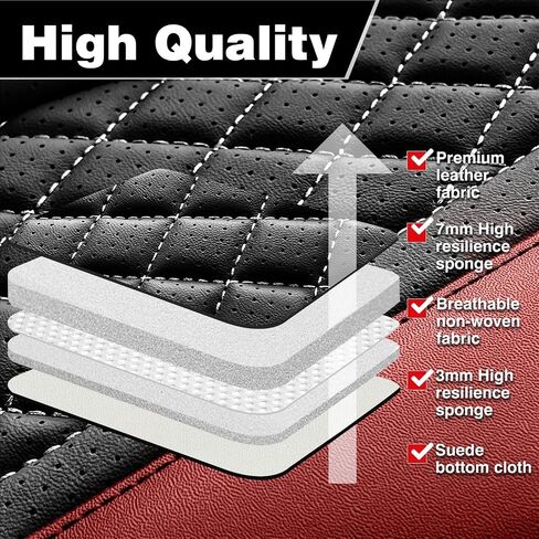 Foneso Car Seat Covers for Truck Chevy Chevrolet Silverado GMC Sierra Leather Protectors for Pickup 2007-2025 1500 2500HD 3500HD Trail Boss Z71 Crew Double Extended Cab (Red, Full Set) in Saudi Arabia