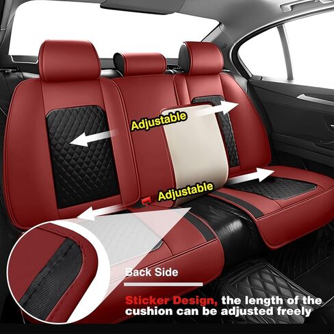 Foneso Car Seat Covers for Truck Chevy Chevrolet Silverado GMC Sierra Leather Protectors for Pickup 2007-2025 1500 2500HD 3500HD Trail Boss Z71 Crew Double Extended Cab (Red, Full Set) in Saudi Arabia