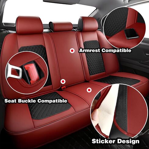 Foneso Car Seat Covers for Truck Chevy Chevrolet Silverado GMC Sierra Leather Protectors for Pickup 2007-2025 1500 2500HD 3500HD Trail Boss Z71 Crew Double Extended Cab (Red, Full Set) in Saudi Arabia