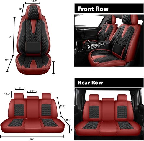 Foneso Car Seat Covers for Truck Chevy Chevrolet Silverado GMC Sierra Leather Protectors for Pickup 2007-2025 1500 2500HD 3500HD Trail Boss Z71 Crew Double Extended Cab (Red, Full Set) in Saudi Arabia
