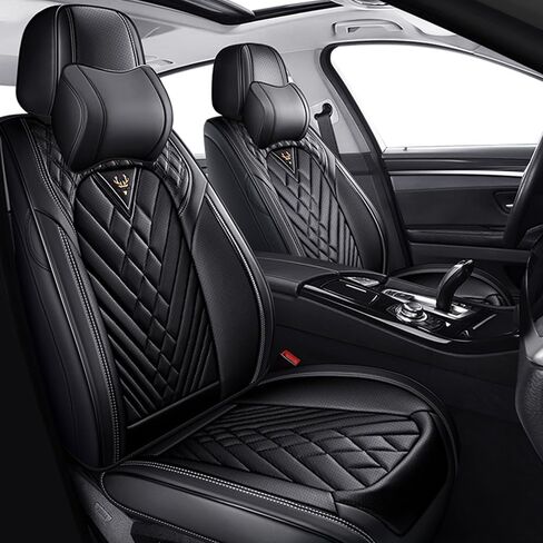 Fit for Honda Pilot Seat Covers 2003-2025, Nappa Leather, 360° Full Protection, Thick Padding & Memory Foam, Waterproof & Stain-Resistant Car Seat Cover (Full Set,Black) in Kuwait