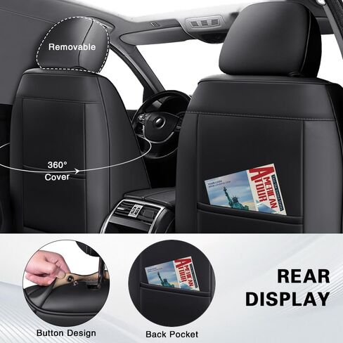 Fit for Honda Pilot Seat Covers 2003-2025, Nappa Leather, 360° Full Protection, Thick Padding & Memory Foam, Waterproof & Stain-Resistant Car Seat Cover (Full Set,Black) in Kuwait