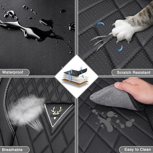 Fit for Honda Pilot Seat Covers 2003-2025, Nappa Leather, 360° Full Protection, Thick Padding & Memory Foam, Waterproof & Stain-Resistant Car Seat Cover (Full Set,Black) in Kuwait