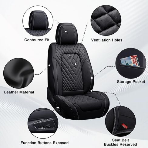 Fit for Honda Pilot Seat Covers 2003-2025, Nappa Leather, 360° Full Protection, Thick Padding & Memory Foam, Waterproof & Stain-Resistant Car Seat Cover (Full Set,Black) in Kuwait