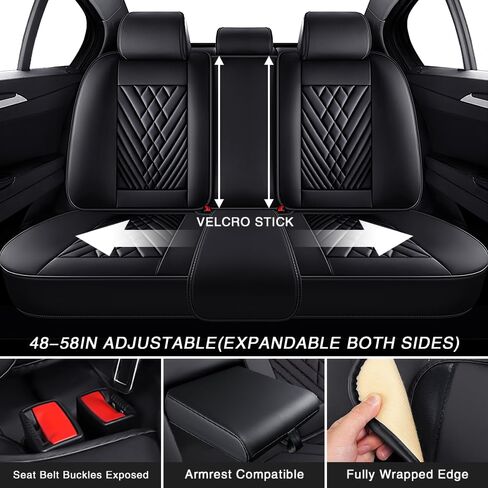 Fit for Honda Pilot Seat Covers 2003-2025, Nappa Leather, 360° Full Protection, Thick Padding & Memory Foam, Waterproof & Stain-Resistant Car Seat Cover (Full Set,Black) in Kuwait