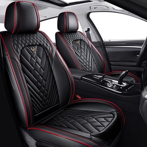 Fit for Honda Pilot Seat Covers 2003-2025, Nappa Leather, 360° Full Protection, Thick Padding & Memory Foam, Waterproof & Stain-Resistant Car Seat Cover (Full Set,Black) in Kuwait