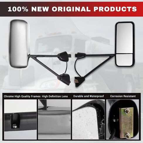 Door Mirror for Kenworth T660 T600 T370 2008-2015 Replacement Driver Side Left Mirrors for Kenworth T660 Heated Adjustable Mirror for T660 T600 T370 Semi Truck Accessories Chrome in Saudi Arabia
