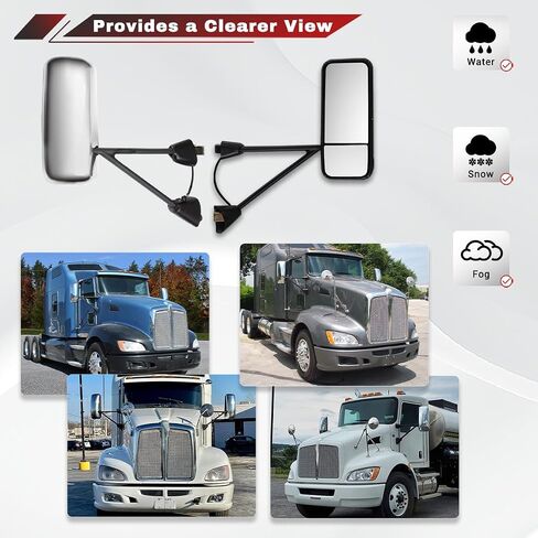 Door Mirror for Kenworth T660 T600 T370 2008-2015 Replacement Driver Side Left Mirrors for Kenworth T660 Heated Adjustable Mirror for T660 T600 T370 Semi Truck Accessories Chrome in Saudi Arabia