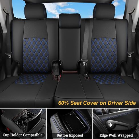 Huidasource Seat Covers for Toyota 4Runner 2011-2024, Waterproof 4runner Leather Seat Covers Full Set Seat Cushion Covers Protector for Toyota 4Runner (2-Row,5 Seats Model ONLY, Full Set/Black&Red) in Kuwait