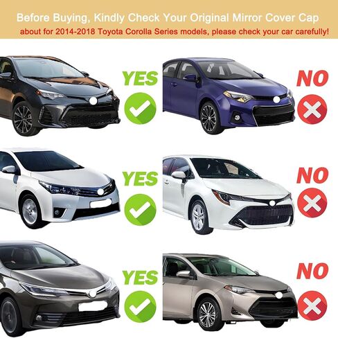 Replacement Mirror Cover Cap for Toyota Camry 2012-2017,for Toyota Yaris 2013-2018,for Toyota Corolla 2014-2018 2PCS Side Door View Mirror Covers Caps Clip-on Carbon Fiber in Saudi Arabia