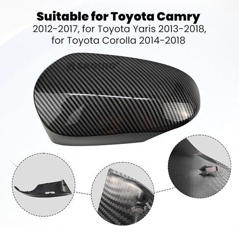 Replacement Mirror Cover Cap for Toyota Camry 2012-2017,for Toyota Yaris 2013-2018,for Toyota Corolla 2014-2018 2PCS Side Door View Mirror Covers Caps Clip-on Carbon Fiber in Saudi Arabia