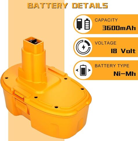 DC9098 DC9099 ترقية 3.6AH استبدال DEWALT 18V بطارية XRP DE9098 DE9503 DW9095 DW9096 DW9098 DW9099 in Kuwait