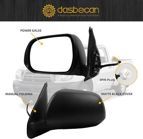 Dasbecan Driver Side Mirror Compatible With 2005-2011 Toyota Tacoma Mirror with Manual Folding/Power Glass Replaces# TO1320256 White Paint 3pins in Saudi Arabia