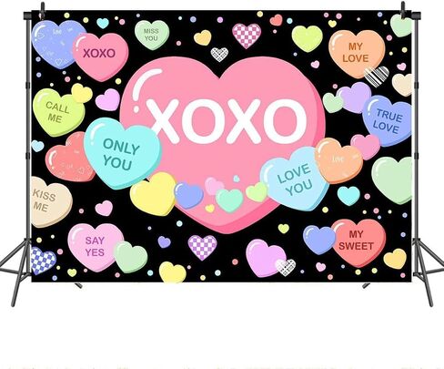 Mocsicka 7x5ft Valentines Day Backdrop Conversation Heart Valentines Day Photo Photography Background Romantic Love Candy Heart Valentines Day Decorations Banner Photo Booth Props in Kuwait