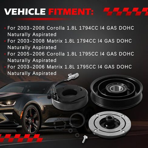 مجموعة القابض AC ضاغط ، Fit for Accord 2.4L 2008 2009 2010 2011 2012 ، مجموعة إصلاح مجموعة القابض استبدال 38810R40A01 ، 1653 ، 11224C in Kuwait
