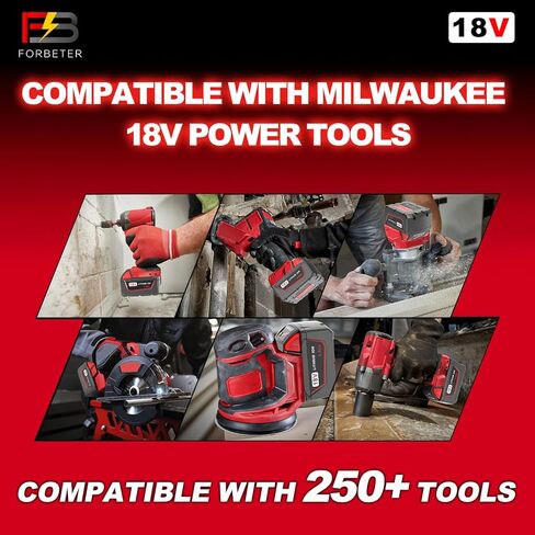 5.0AH 18V Lithium Batteriey بديل لبطارية Milwaukee M18 ، متوافقة تمامًا مع أدوات بطارية M18 ميلووكي وشاحن 1 حزمة in Kuwait