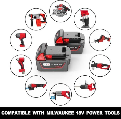 5.0AH 18V Lithium Batteriey بديل لبطارية Milwaukee M18 ، متوافقة تمامًا مع أدوات بطارية M18 ميلووكي وشاحن 1 حزمة in Kuwait