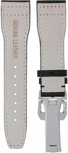 Ewatchparts 21mm Leather Watch Band Strap Compatible With IWC Pilot Portuguese Watch Clasp Black With White Stitching in Saudi Arabia