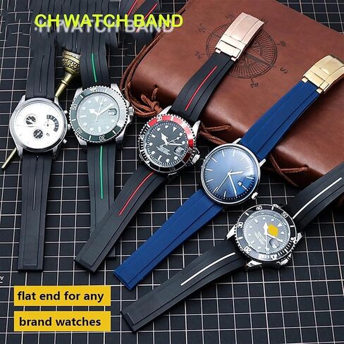 حزام مراقبة المطاط لـ Rolex Sport Mens حزام مع سوار مراقبة مشبك قابلة للطي 20 مم 21 مم in Kuwait